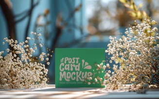 Post card mockup with flowers 395