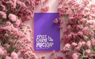 Post card mockup with flowers 396