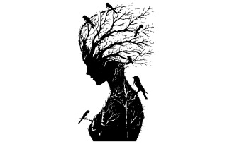 A-hauntingly-beautifulhuman-silhouette-crafted-from-entwined-tree-branches Illustration