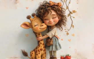 Girl Hugging with giraffe 14