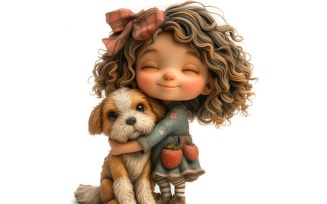 Girl Hugging with Puppy 04