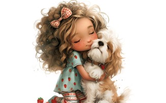 Girl Hugging with Quirky dog 12