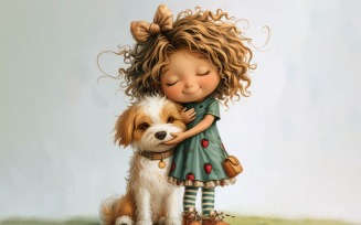 Girl Hugging with Quirky dog 13