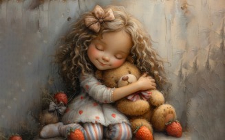 Girl Hugging with Teddy bear 09