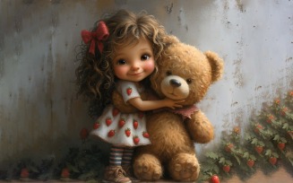 Girl Hugging with Teddy bear 10