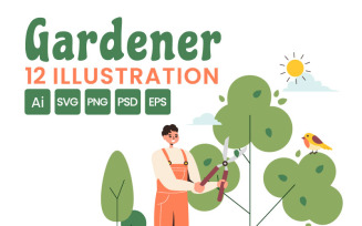 12 Summer Gardener Illustration