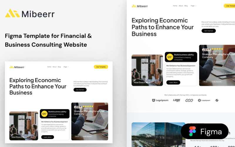 Mibeerr - Figma Template for Financial & Business Consulting Website UI Element