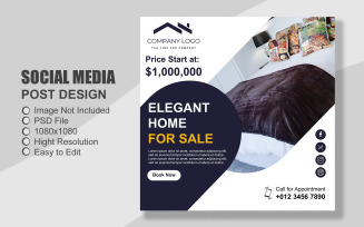 Real Estate Instagram Post Template in PSD - Poster - Flyer - 034