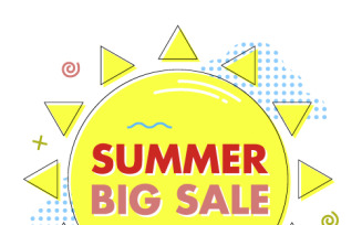 Summer big sale sticker in Memphis style
