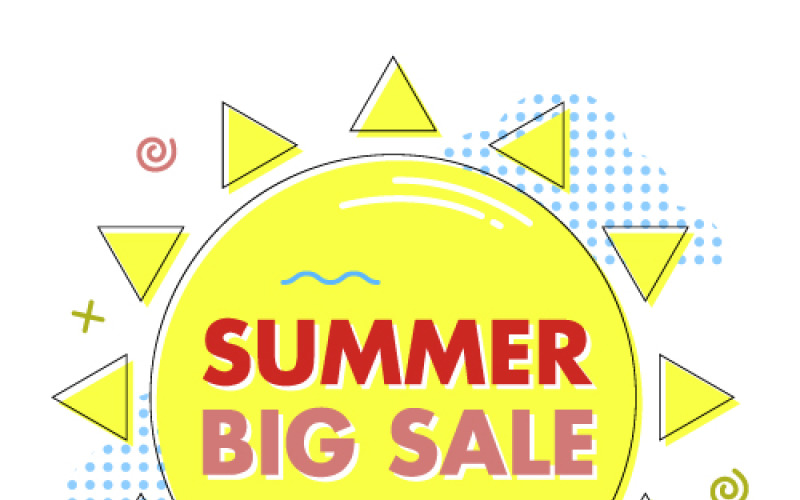 Summer big sale sticker in Memphis style Vector Graphic