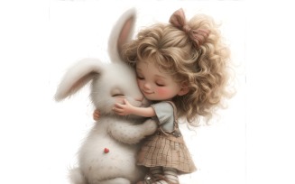 Girl Hugging with Bunny 54