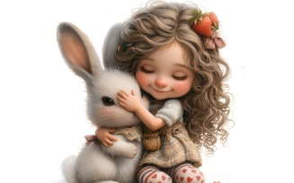Girl Hugging with Bunny 55