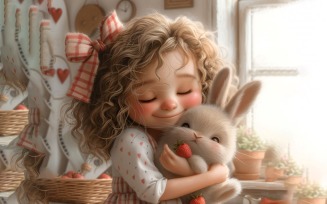 Girl Hugging with Bunny 56