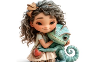 Girl Hugging with Chameleons 34