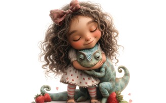 Girl Hugging with Chameleons 36