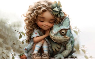 Girl Hugging with Chameleons 60