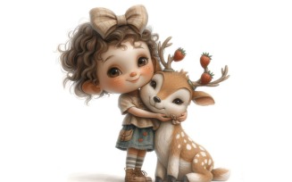 Girl Hugging with deer 82