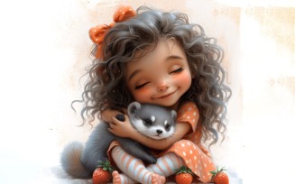 Girl Hugging with Ferrets 70