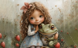 Girl Hugging with Frog 86