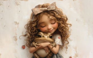 Girl Hugging with Frog 90