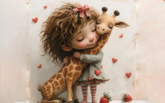 Girl Hugging with giraffe 17