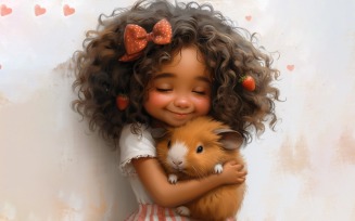 Girl Hugging with Guinea Pigs 53