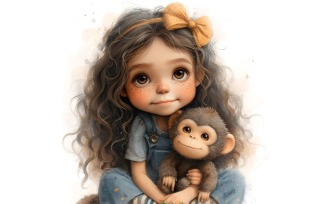 Girl Hugging with Monkey 97