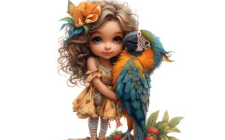 Girl Hugging with Parrot 30
