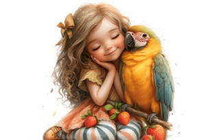 Girl Hugging with Parrot 32