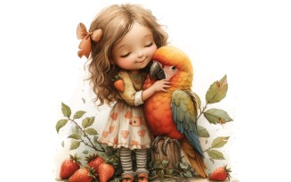 Girl Hugging with Parrot 32.