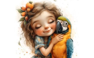 Girl Hugging with Parrot 33