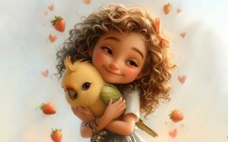 Girl Hugging with Parrot 46