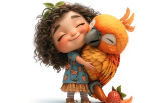 Girl Hugging with Parrot 49