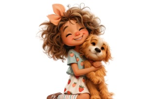 Girl Hugging with Puppy 74