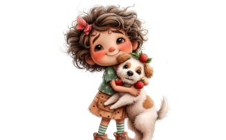 Girl Hugging with Puppy 75