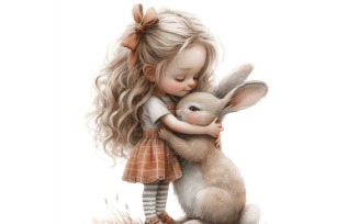 Girl Hugging with Rabbit 19