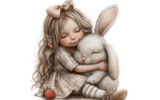 Girl Hugging with Rabbit 26