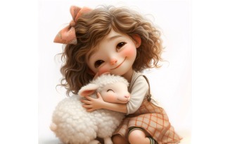 Girl Hugging with Sheep 65