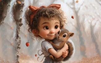 Girl Hugging with Squirrels 22