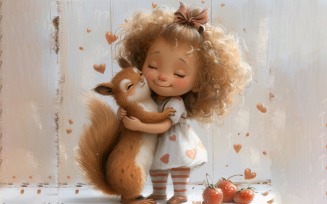 Girl Hugging with Squirrels 23