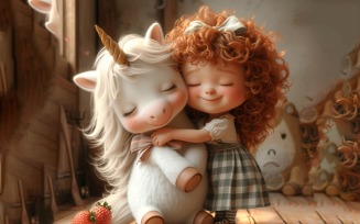 Girl Hugging with Unicorn 61