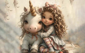 Girl Hugging with Unicorn 63
