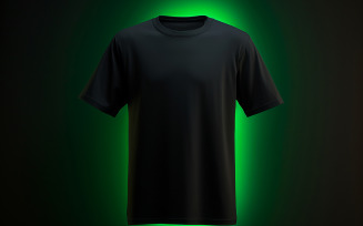 Blank t-shirt on the neon light_black t-shirt on the neon