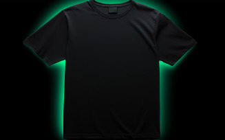 Blank t-shirt on the neon light_hanging black t-shirt on the neon