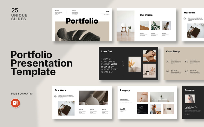 Digital Portfolio PowerPoint Presentation Template PowerPoint Template