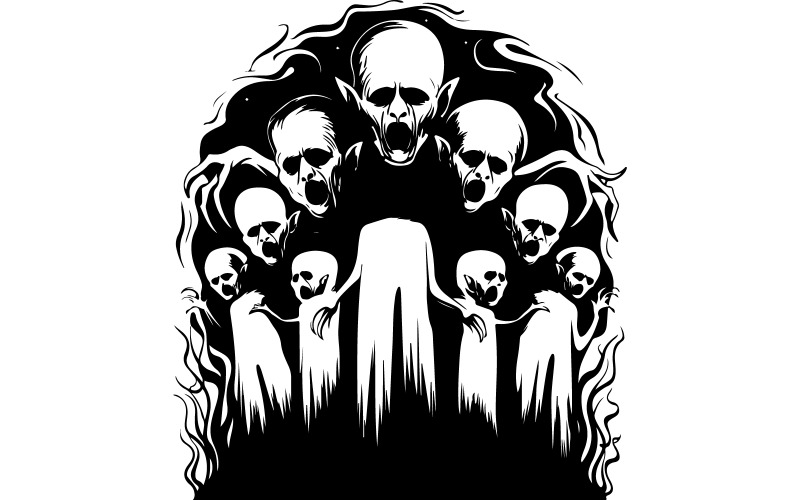 Ghost draw silhouette vector art illustration design Illustration