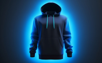 Hanging blank hoodie on the neon action_premium blank hoodie with neon light