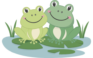 two frog vector with white background