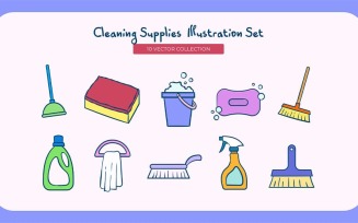 Cleaning Supplies Vector Set