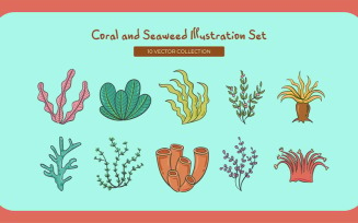Coral and Seaweed Vector Set